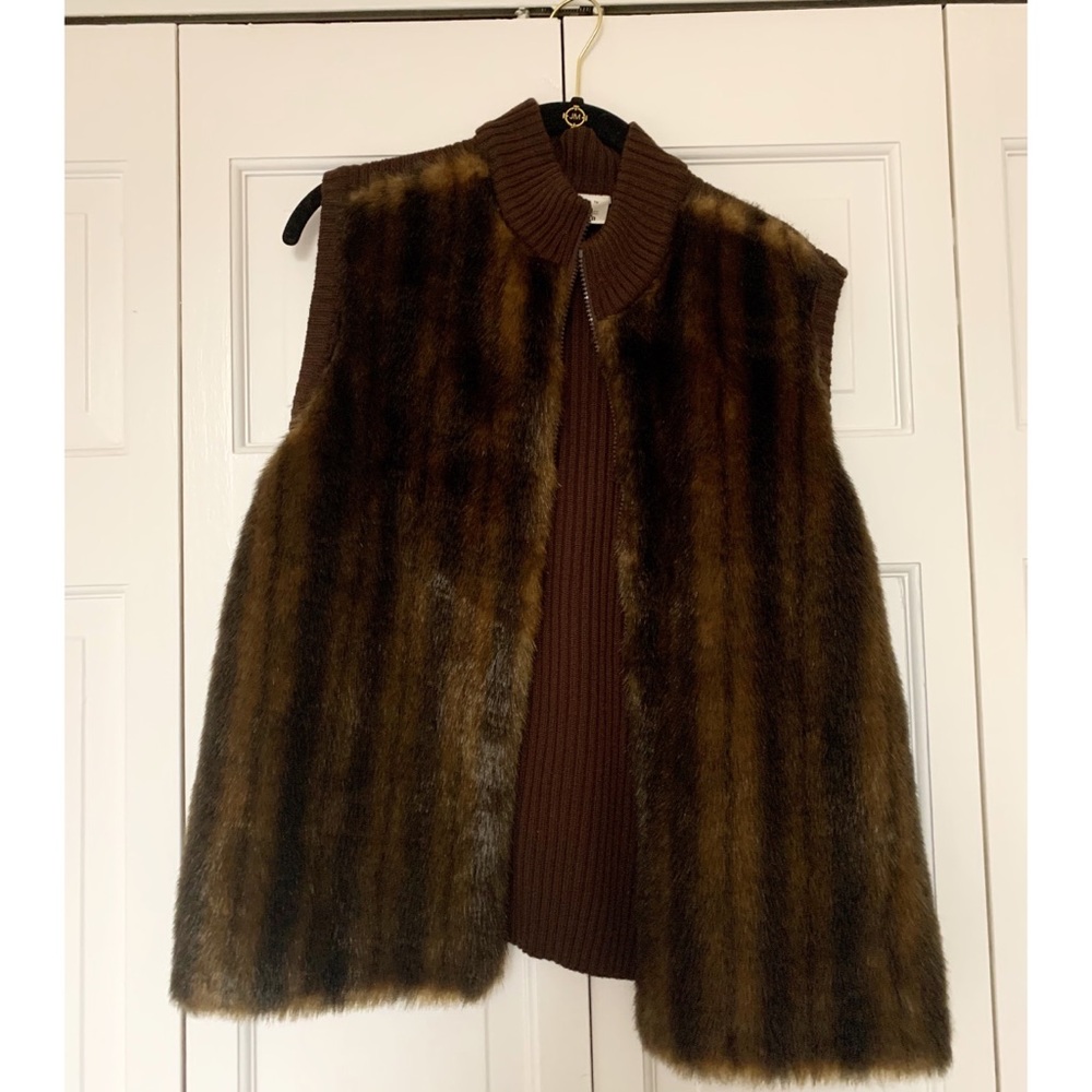 Brown Faux Fur Sweater Vest